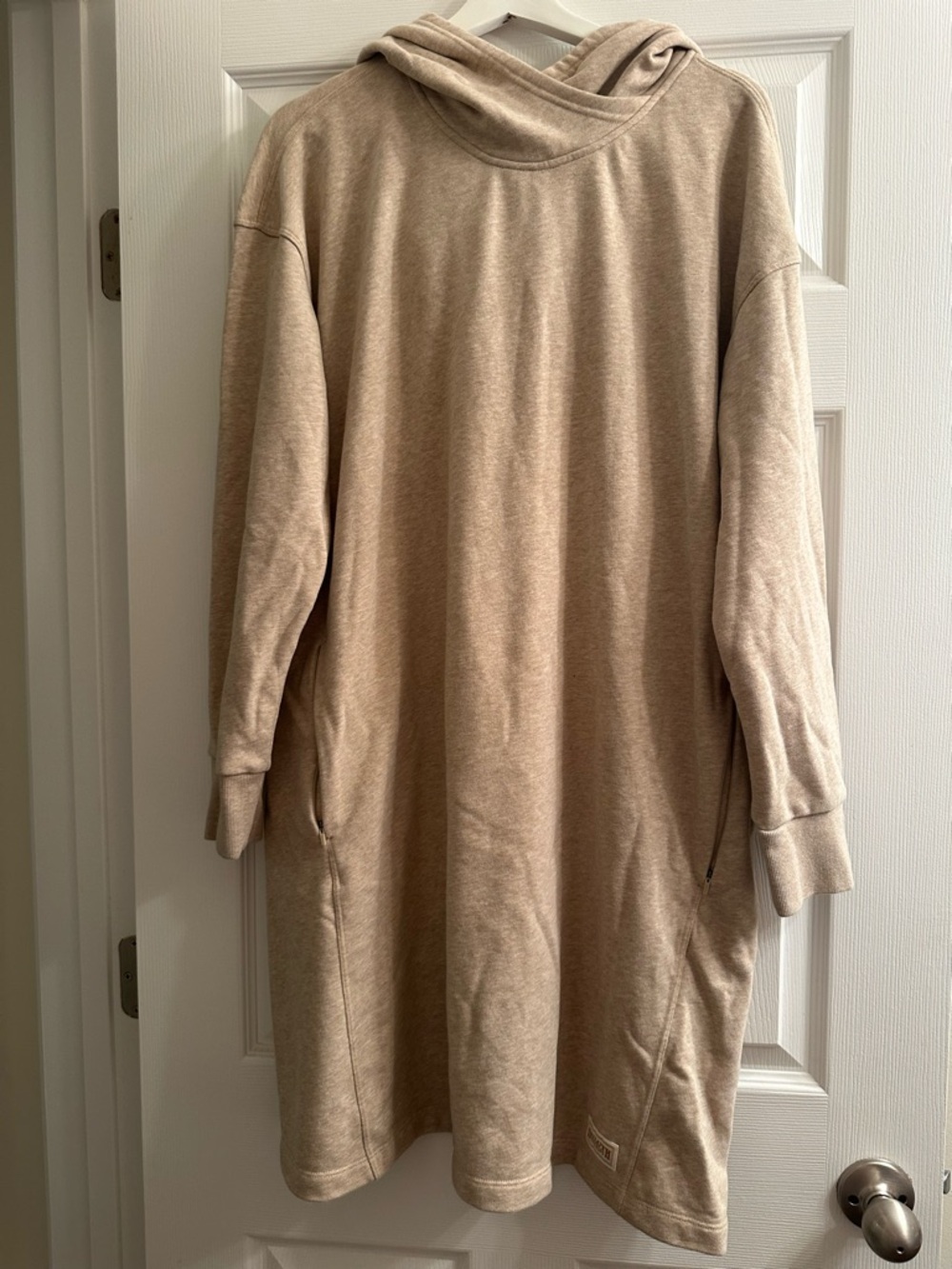 Duluth Trading Co Beige Long Sleeve Hoodie Dress